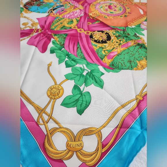 Auth Celine Floral Silk Scarf X-Large ๐ฏ - Picture 3 of 10